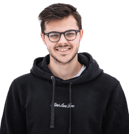 Guy with glasses in a black hoodie.